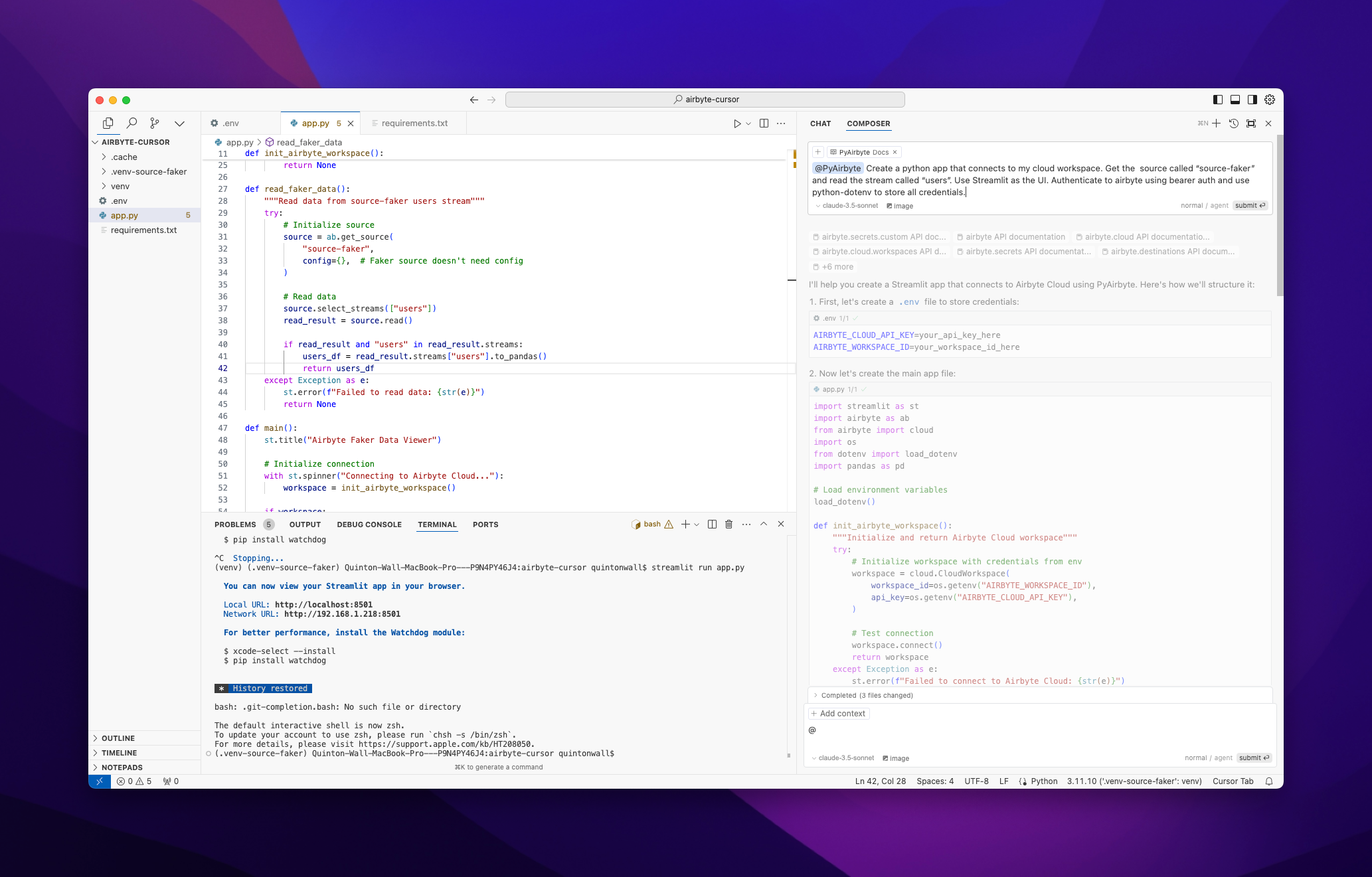  Using Claude 3.5 within Cursor is great to generate code 