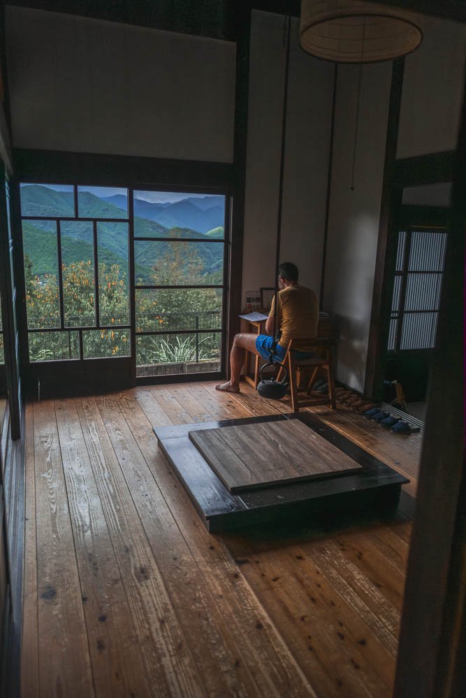 Contemplating the next day’s hike in a traditional farm house
